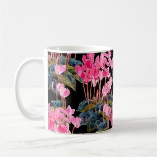 Floral seamless pattern. Pink cyclamen isolated on Coffee Mug