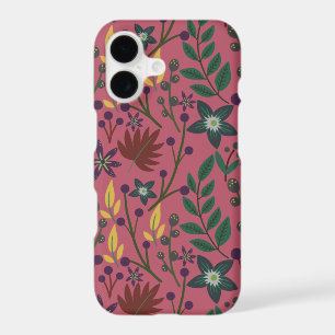 Floral seamless pattern pink flowers leaves branch