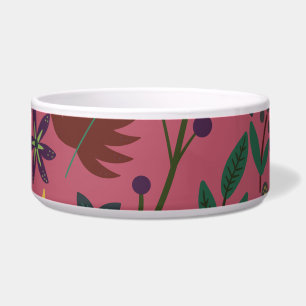 Floral seamless pattern pink flowers leaves branch
