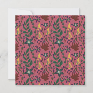 Floral seamless pattern pink flowers leaves branch card