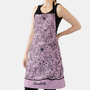Floral seamless pattern purple personalised name apron