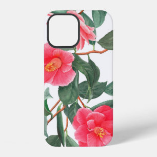 Floral seamless pattern, red camellia flowers with iPhone 12 case