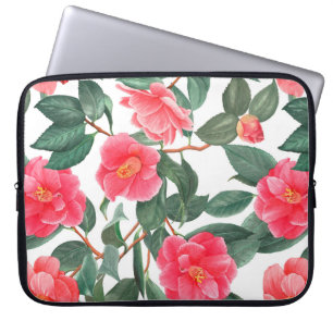Floral seamless pattern, red camellia flowers with laptop sleeve