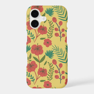 Floral seamless pattern red yellow green flowers