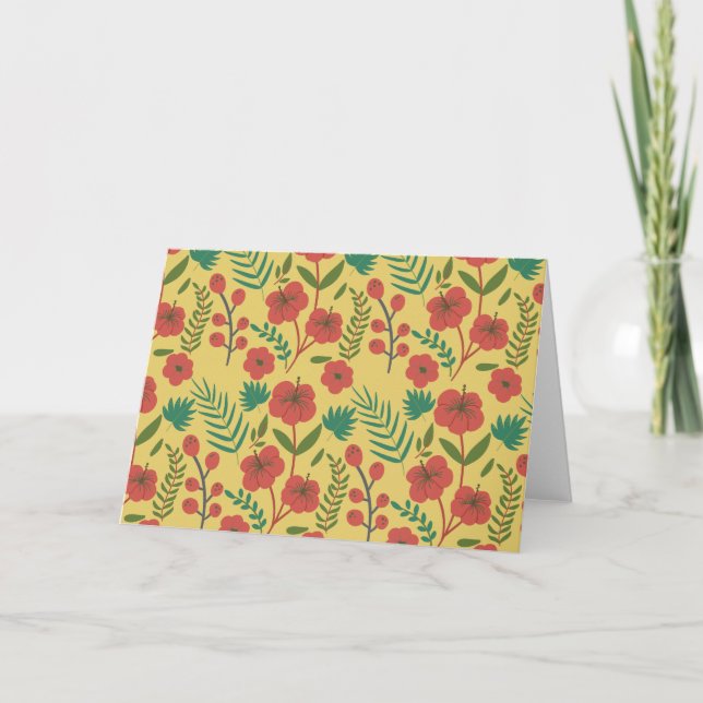 Floral seamless pattern red yellow green flowers card (Front)
