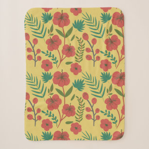 Floral seamless pattern red yellow green flowers sherpa blanket