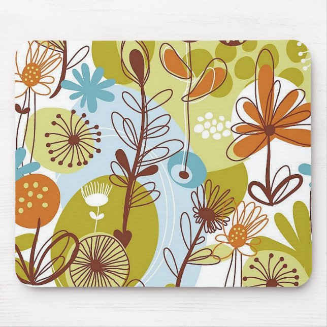 Floral Seamless Pattern retro goldens oranges fun Mouse Pad (Front)
