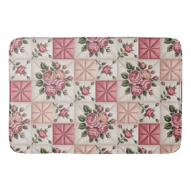  Floral Seamless Pattern, Roes Seamless Pattern Bath Mat (Front)
