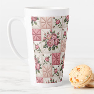  Floral Seamless Pattern, Roes Seamless Pattern Latte Mug