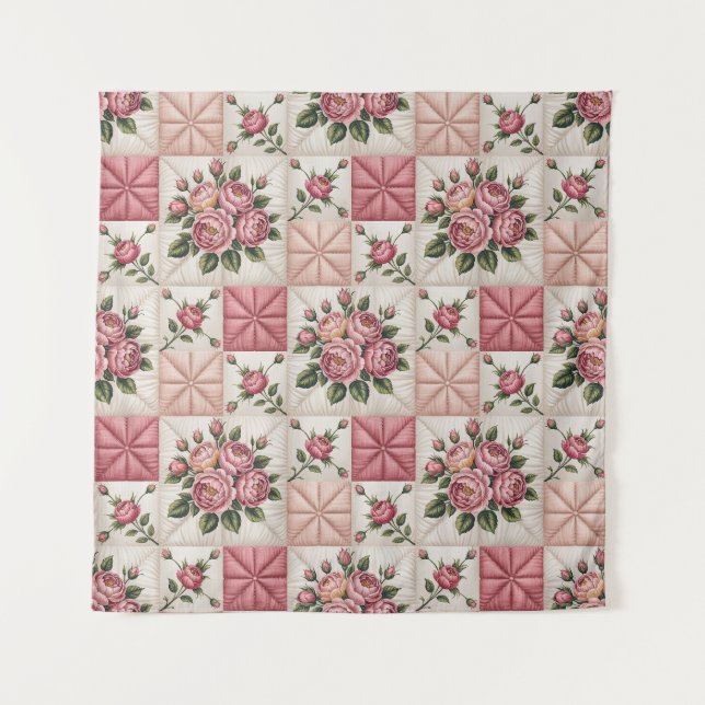  Floral Seamless Pattern, Roes Seamless Pattern Tapestry (Front)