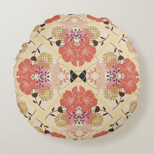 Floral seamless pattern round cushion (Front)