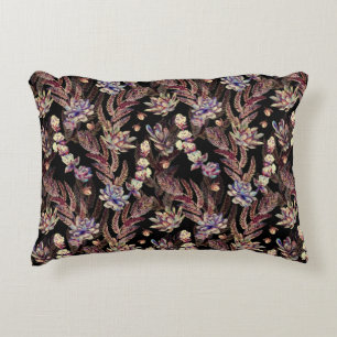 Floral seamless pattern. Succulents, ferns, thorns Decorative Cushion