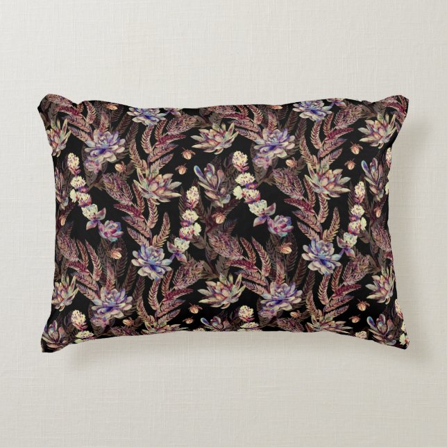 Floral seamless pattern. Succulents, ferns, thorns Decorative Cushion (Front)