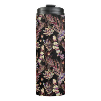 Floral seamless pattern. Succulents, ferns, thorns Thermal Tumbler