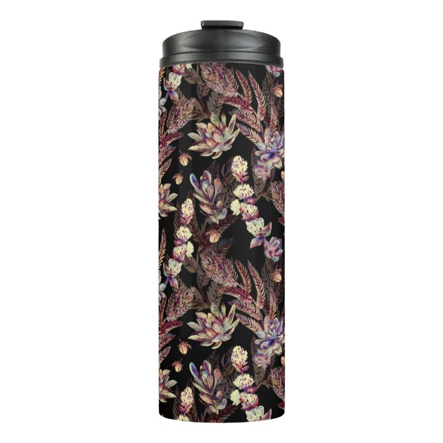 Floral seamless pattern. Succulents, ferns, thorns Thermal Tumbler (Front)
