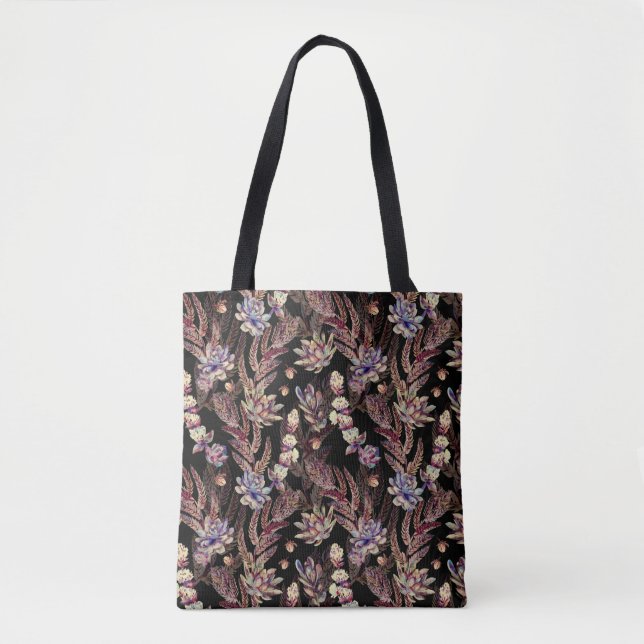 Floral seamless pattern. Succulents, ferns, thorns Tote Bag (Front)