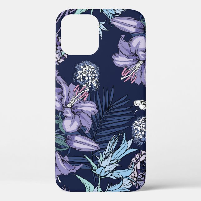 Floral seamless pattern. There are Lily, Hydrangea Case-Mate iPhone Case (Back)