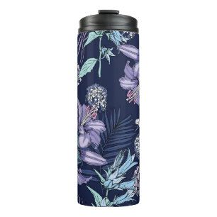 Floral seamless pattern. There are Lily, Hydrangea Thermal Tumbler