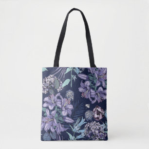 Floral seamless pattern. There are Lily, Hydrangea Tote Bag