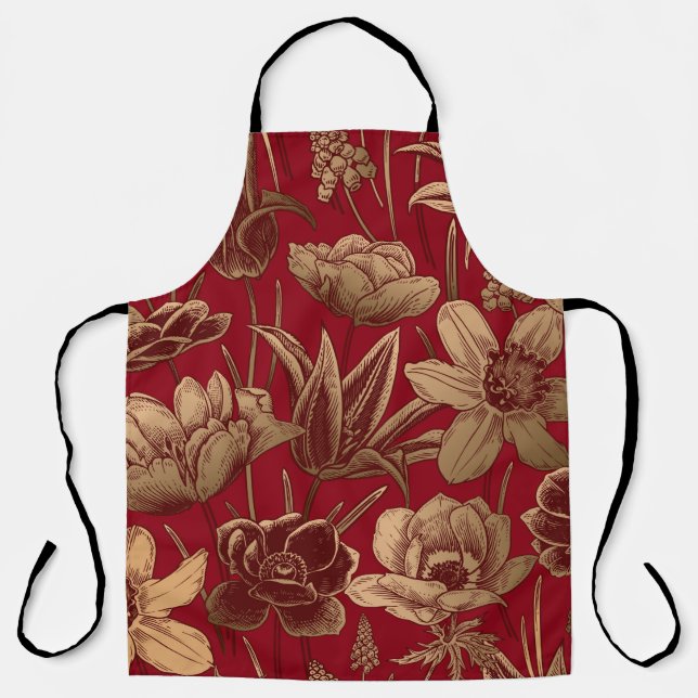 Floral seamless pattern. Vintage spring background Apron (Front)