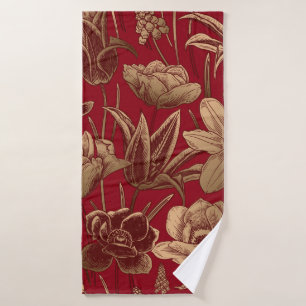 Floral seamless pattern. Vintage spring background Bath Towel