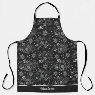 Floral seamless pattern white personalised name  apron