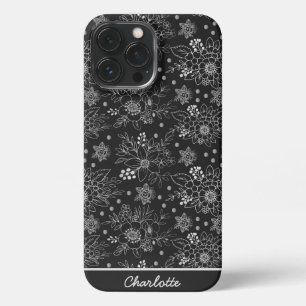 Floral seamless pattern white personalised name iPhone 13 pro max case