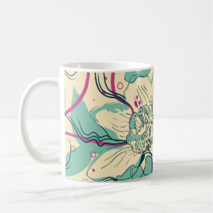 floral seamless pattern with blue orchidsfashion, coffee mug