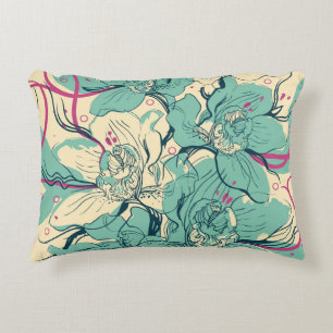  floral seamless pattern with blue orchidsfashion, decorative cushion