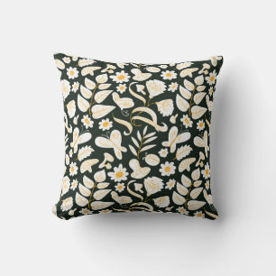 Floral seamless pattern with butterflies and bugs. cushion