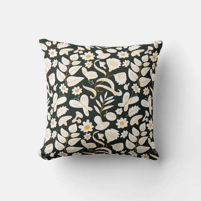 Floral seamless pattern with butterflies and bugs. cushion (Front)