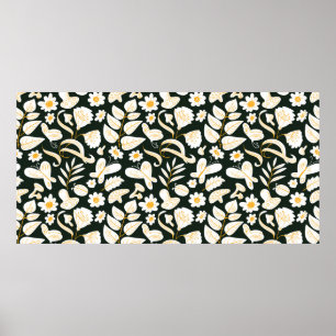 Floral seamless pattern with butterflies and bugs. poster