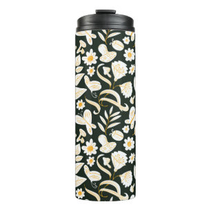 Floral seamless pattern with butterflies and bugs. thermal tumbler