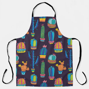 floral seamless pattern with cute cactuses on the  apron