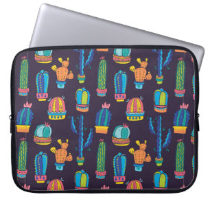 floral seamless pattern with cute cactuses on the laptop sleeve