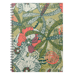 Floral seamless pattern with cute plants. backgrou notebook