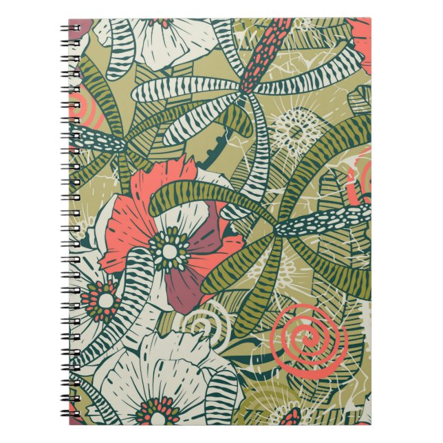 Floral seamless pattern with cute plants. backgrou notebook (Front)
