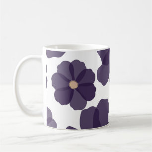 Floral seamless pattern with hand drawn purple cos coffee mug
