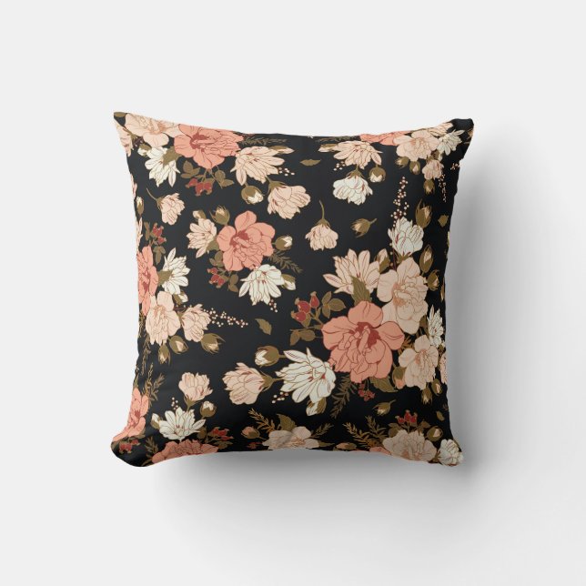 Floral seamless pattern with hibiscus. Floral back Cushion (Front)