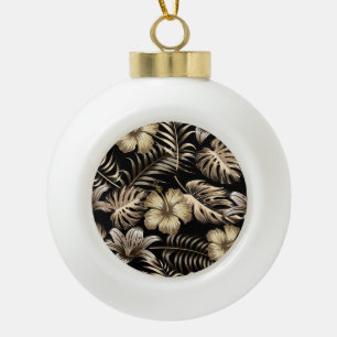 Floral Seamless Pattern with Leaves. Ceramic Ball Christmas Ornament
