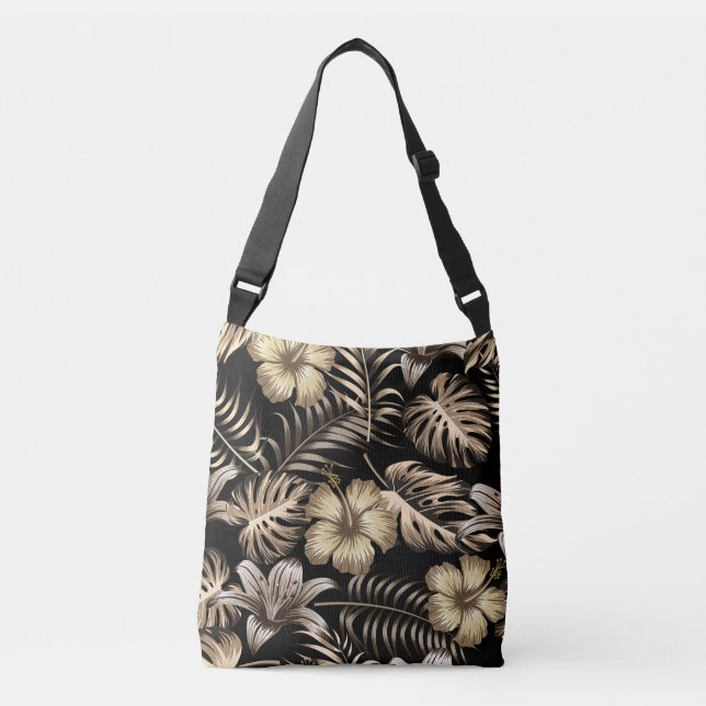 Floral Seamless Pattern with Leaves. Crossbody Bag (Front)
