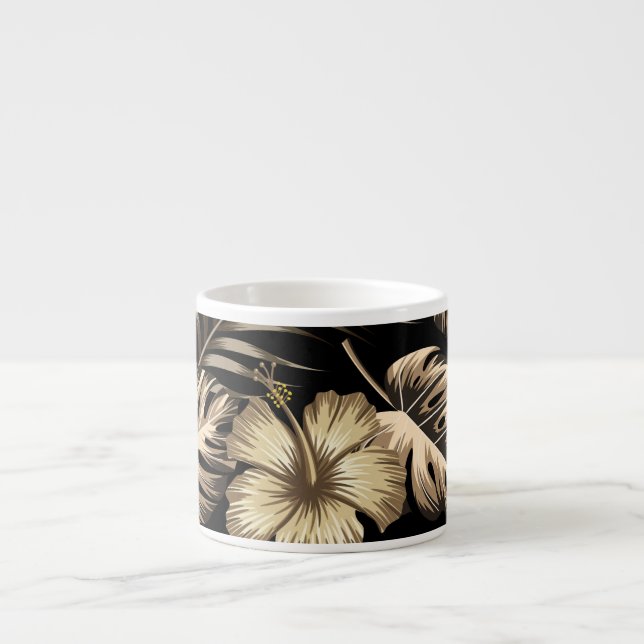 Floral Seamless Pattern with Leaves. Espresso Cup (Front)