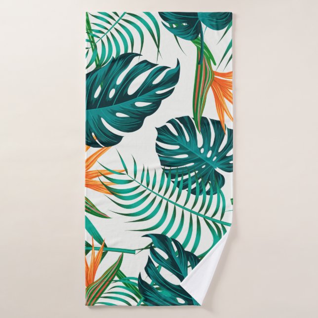 Floral seamless pattern with leaves. tropical back bath towel (Bath Towel)