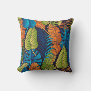 Floral seamless pattern with leaves. tropical back cushion