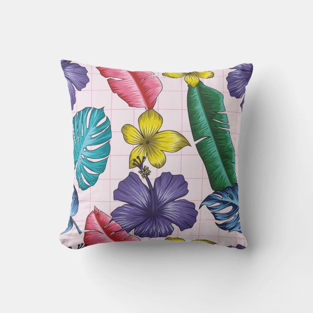 Floral seamless pattern with leaves. tropical back cushion (Front)