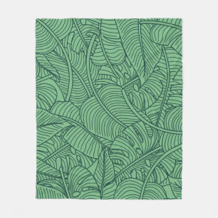 Floral seamless pattern with leaves. tropical back fleece blanket