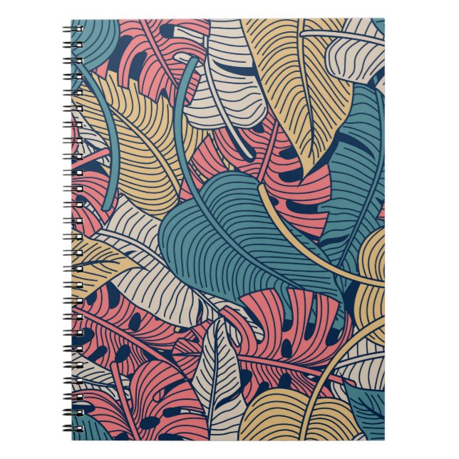 Floral seamless pattern with leaves. tropical back notebook (Front)