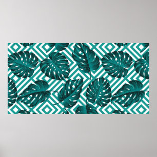 Floral seamless pattern with leaves. tropical back poster