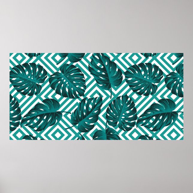 Floral seamless pattern with leaves. tropical back poster (Front)