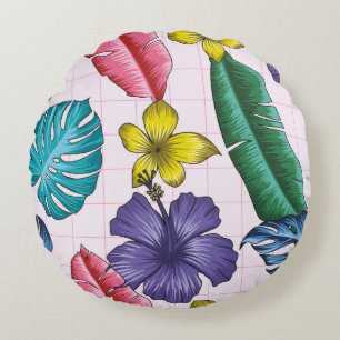 Floral seamless pattern with leaves. tropical back round cushion
